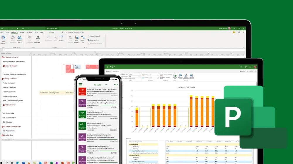 نمودار گانت زمانبندی پروژه اداری با نرمافزار Microsoft Project