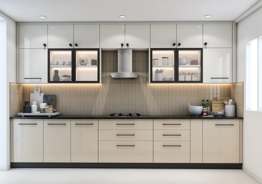نمونهای از کابینتهای مدرن آشپزخانه با طراحی ساده و خطوط تمیز