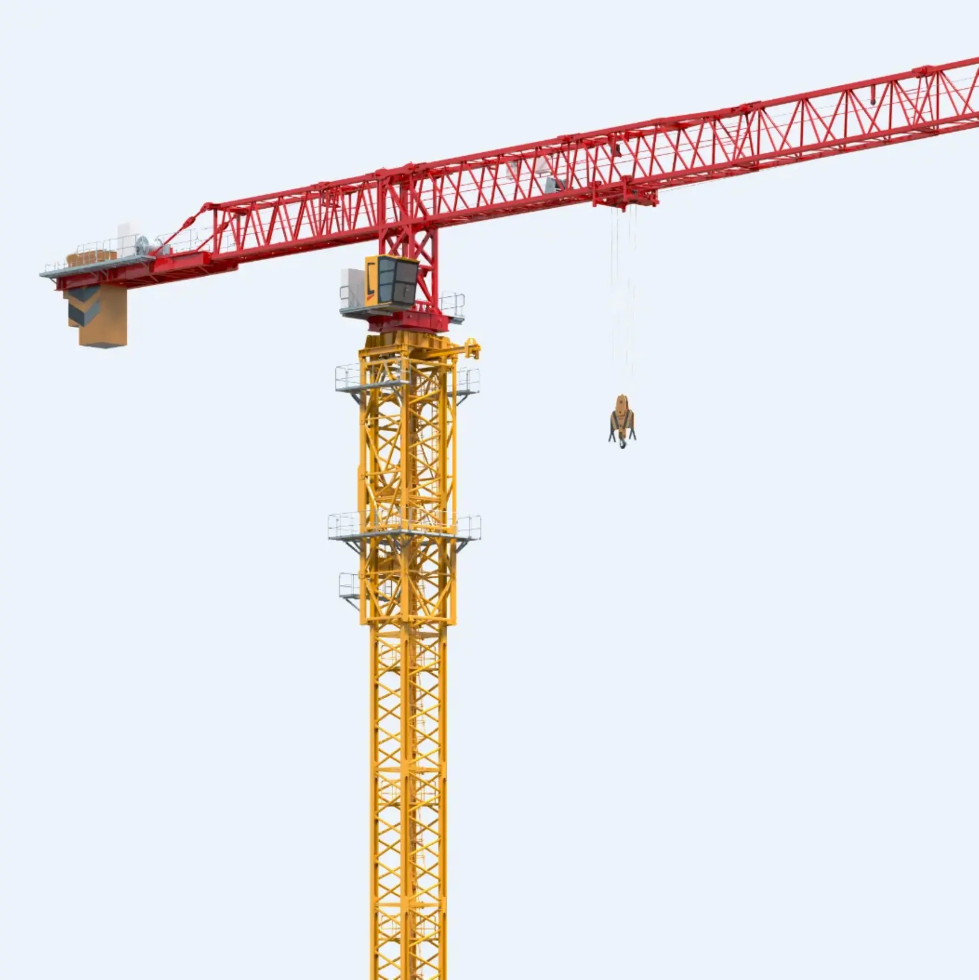 یک جرثقیل برجی مدرن با ظرفیت بالا در یک سایت ساختمانی